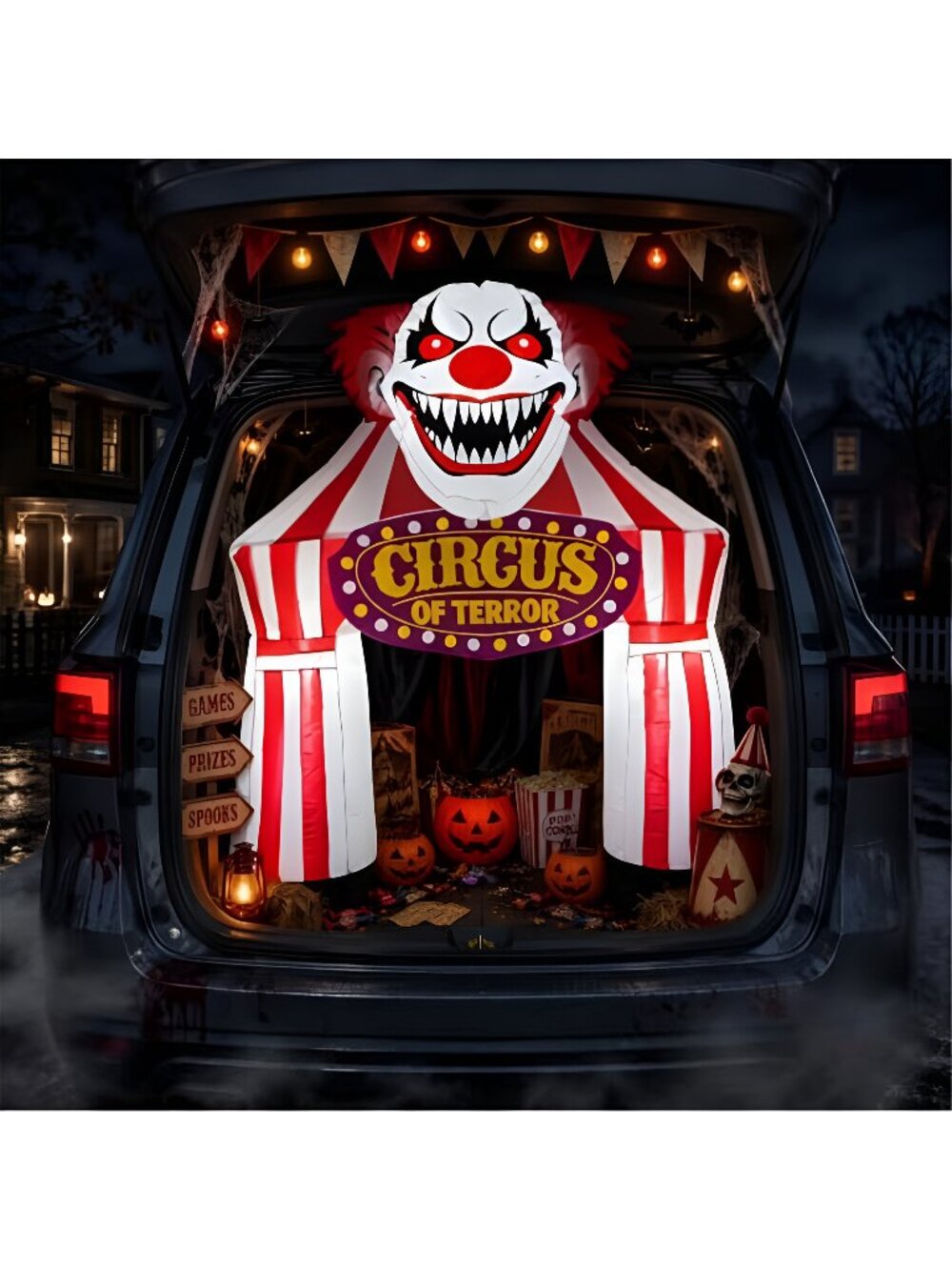 4FT Halloween Inflatable Circus Trunk or Treat Clown Archway Decorations